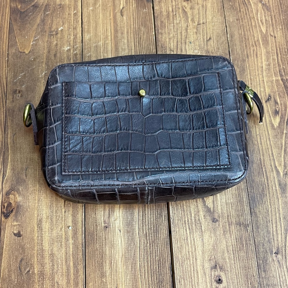 Madewell transport camera bag brown croc embossed leather **NO STRAPS** - Picture 1 of 12